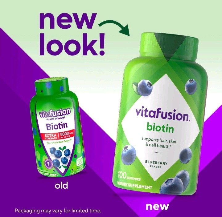 Vitafusion Biotin – Supports Hair, Skin & Nail Health – 100 Gummies – 07/2026