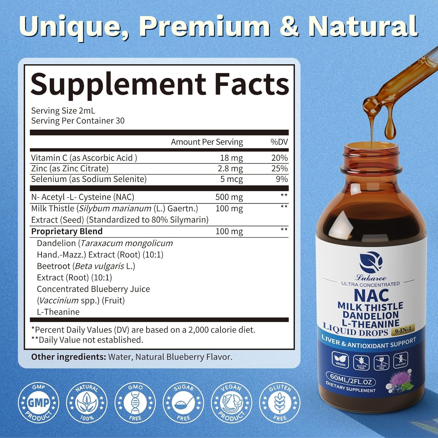 Liposomal Liquid NAC Supplement N-Acetyl Cysteine Drops, N Acetyl Cysteine 500mg