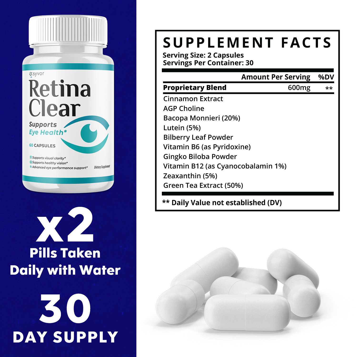 (2 Pack) Retina Clear Capsules, RetinaClear Eye Health Support (120 Capsules)