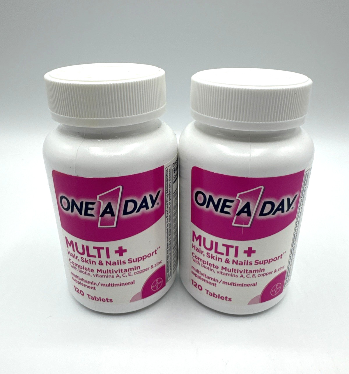 2 Pack One A Day Multi+ Hair Skin Nails Multivitamin Tablets 120ct, 240 Total