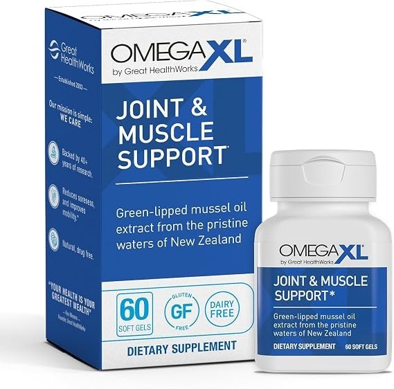 OmegaXL Joint Support Supplement 60 Count Green Lipped Mussel Oil, Soft Gel Pill