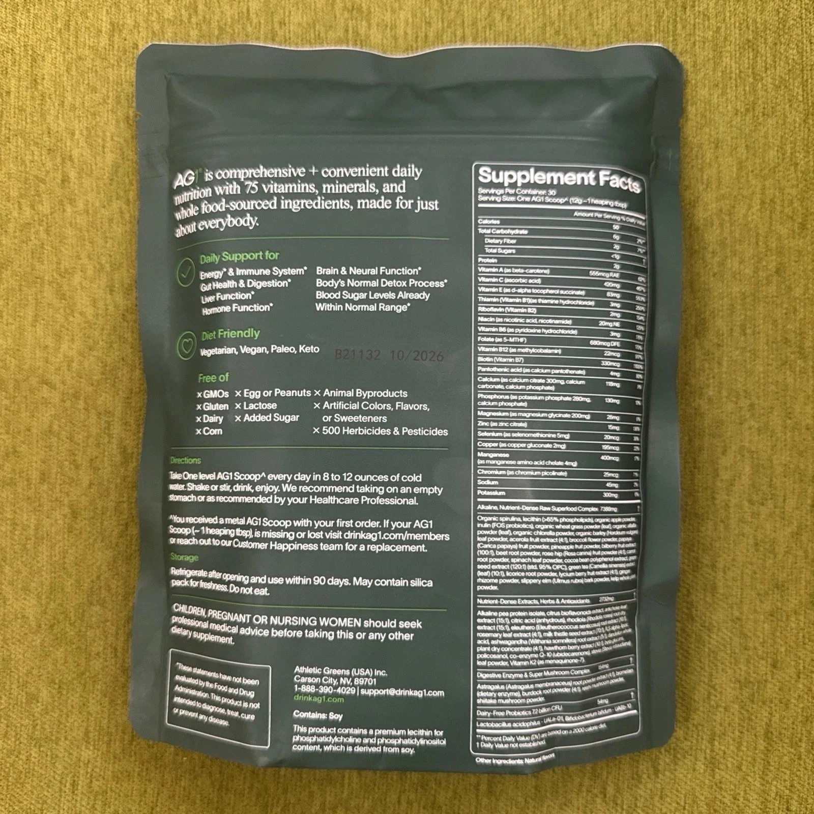 GENUINE AG1 Athletic Greens Pouch 60 (3) Pouch 12.7 10/26 Free Shipping