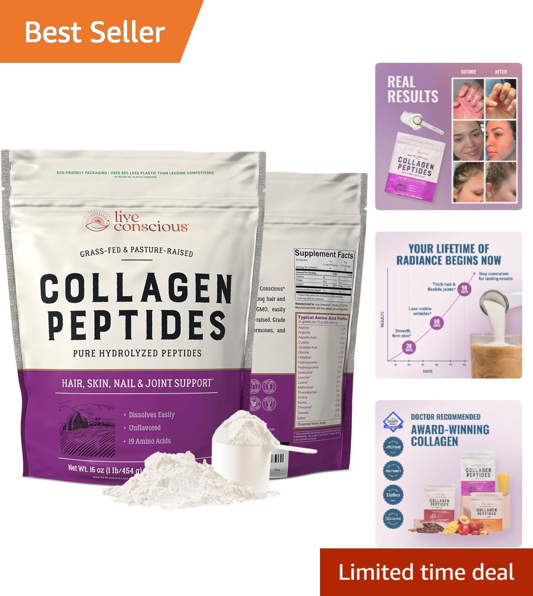 Revitalize & Shine: Naturally-Sourced Collagen Powder for Youthful Skin, Hair…