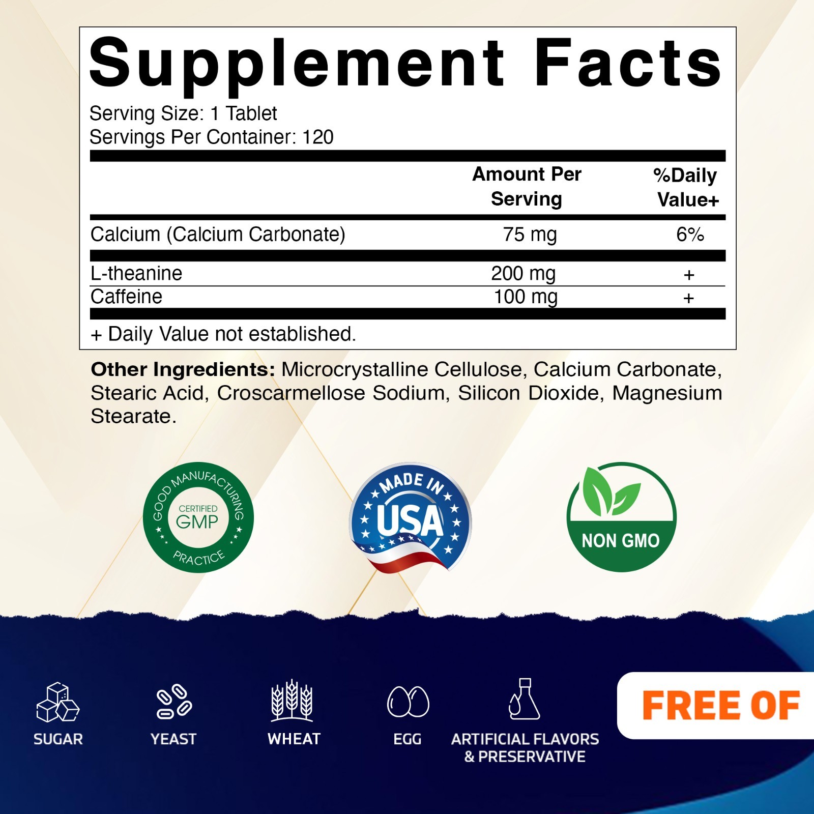 2 Packs Vitamatic Caffeine Pills with L-Theanine-300 mg per Tablet – 120 Tablets