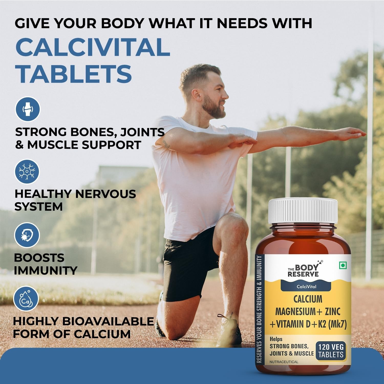 The B.ody Reserve Calcium Mg Zinc K2 MK7 B12 360 Tabs