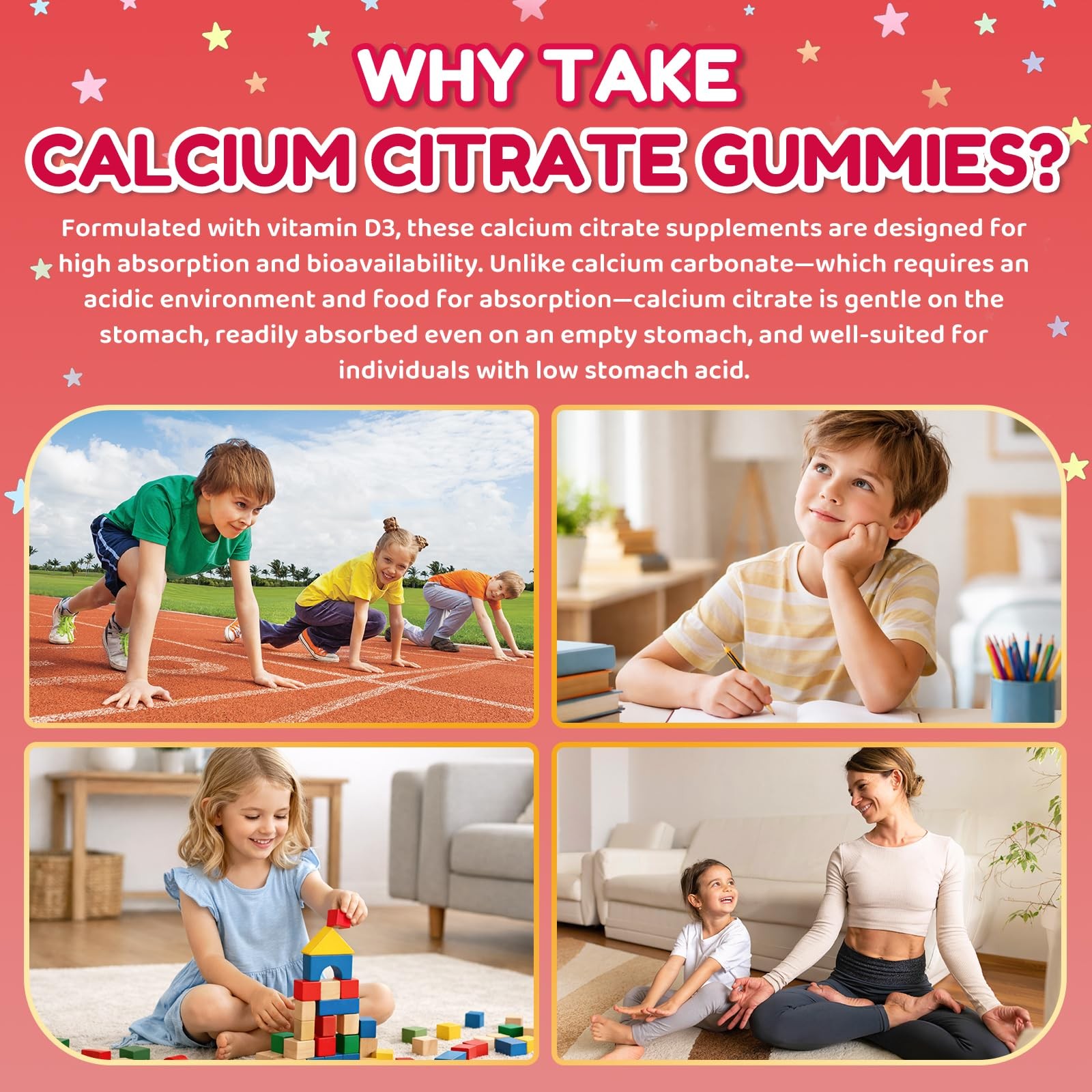 Kids Calcium Citrate Gummies – 1200mg Calcium Gummies Supplements for Women a…