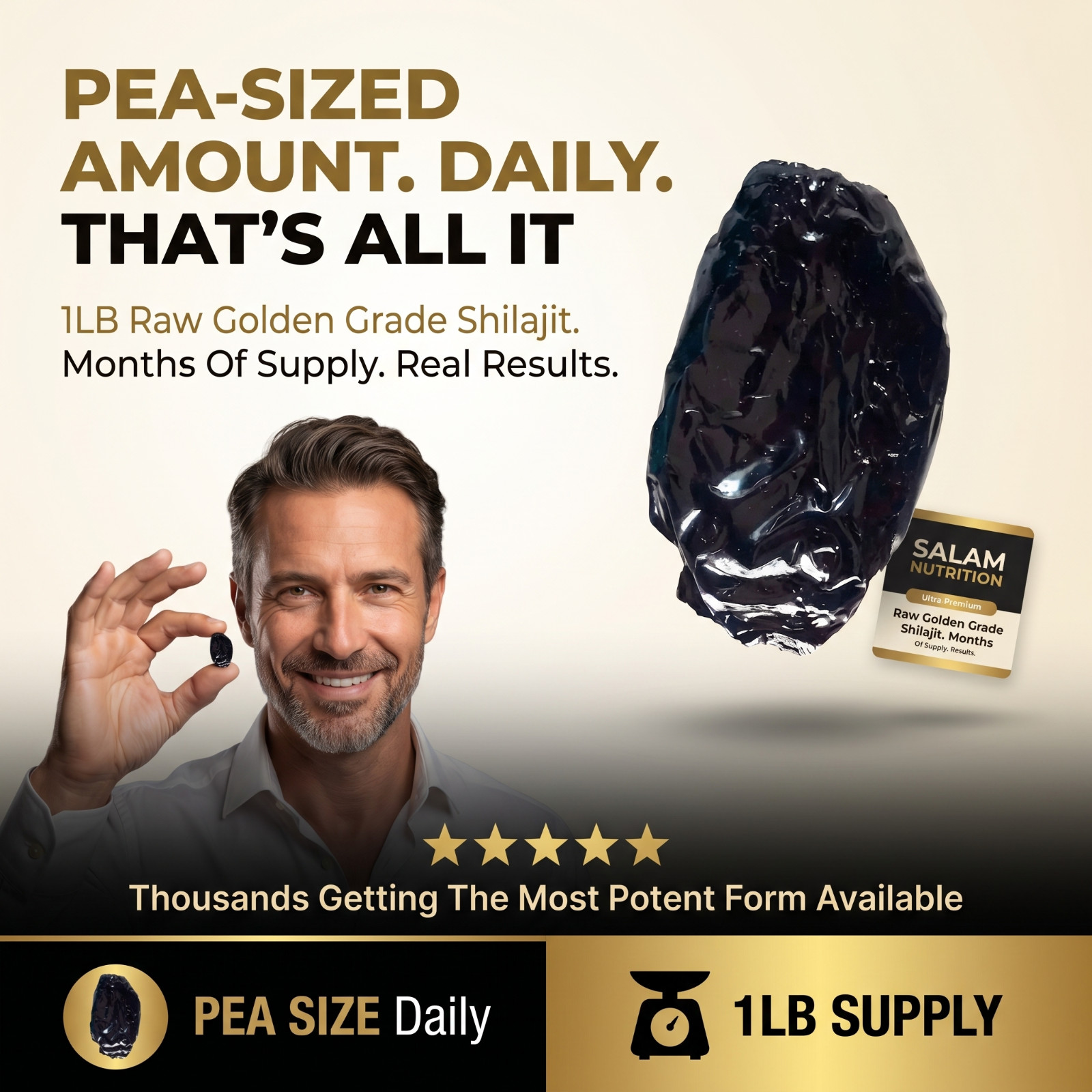 SHILAJIT GOLDEN RESIN – Physical Strength Hormonal Support Peak Energy – 1lb