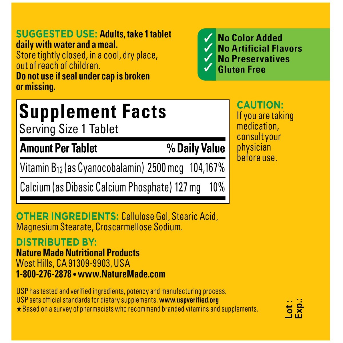 Nature Made Extra Strength Vitamin B12 2500 mcg, B12 Vitamin Tablets 60ct
