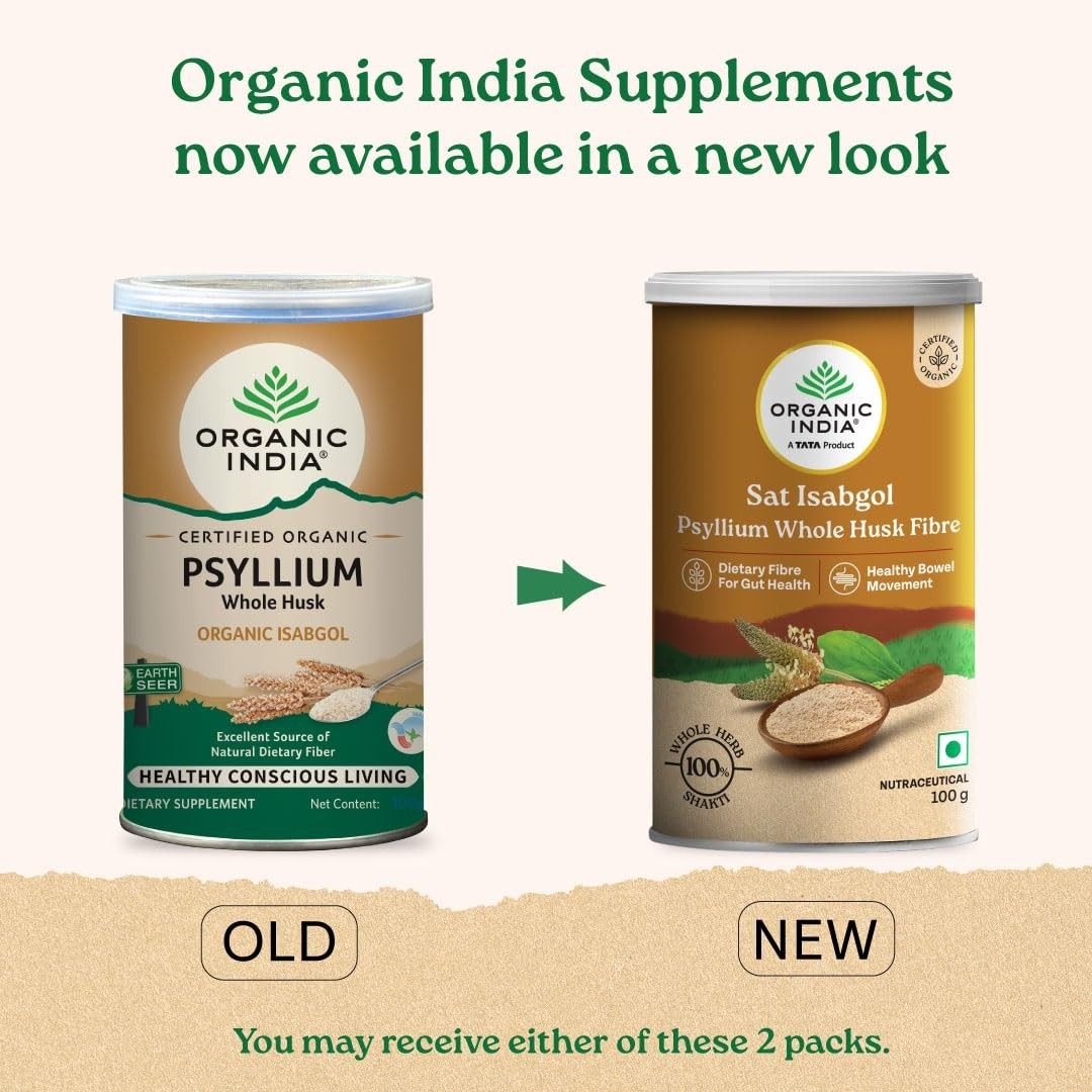 Organic India Psyllium whole husk 100 gm powder (Pack of 1) Free Ship
