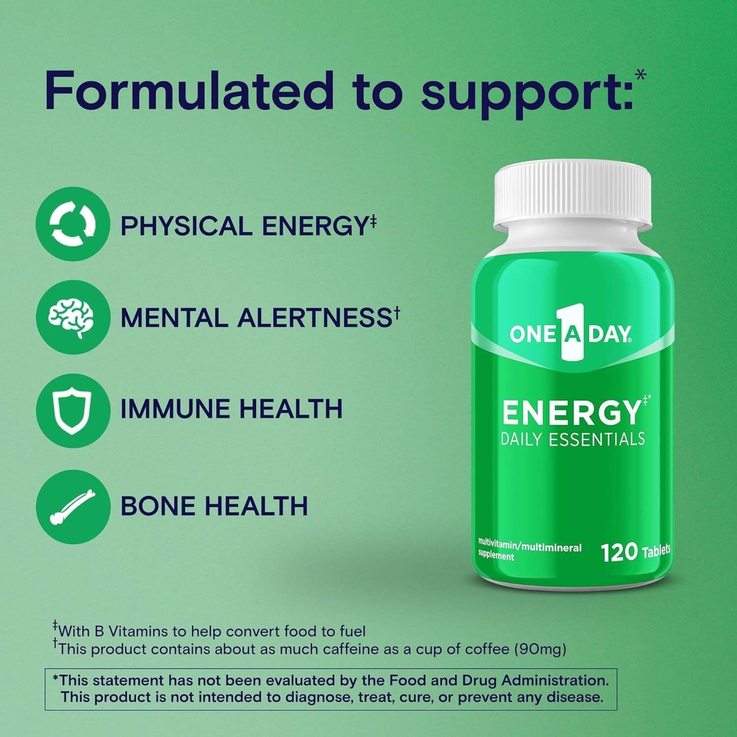 One A Day Energy Daily Essentials Multivitamin – 120 Counts (Pack of 1)