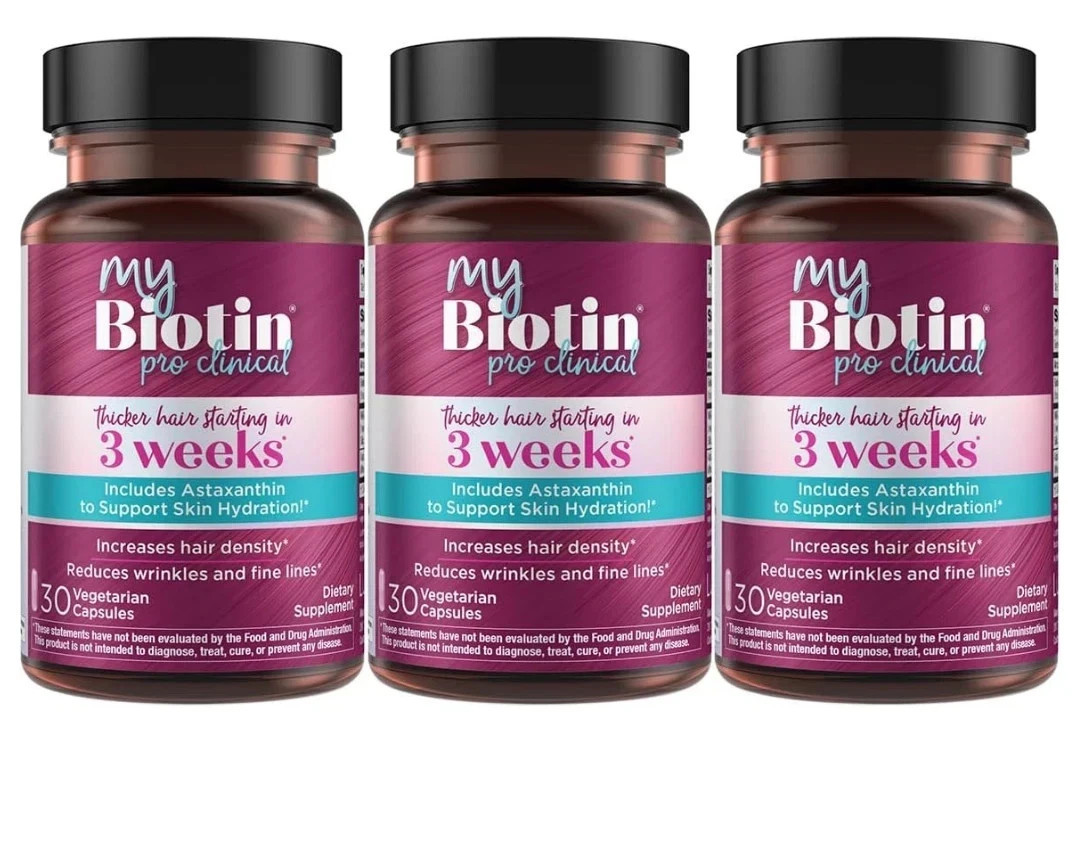 3 pack Purity Products My Biotin ProClinical MyBiotin Thicker Hair 90 Capsule