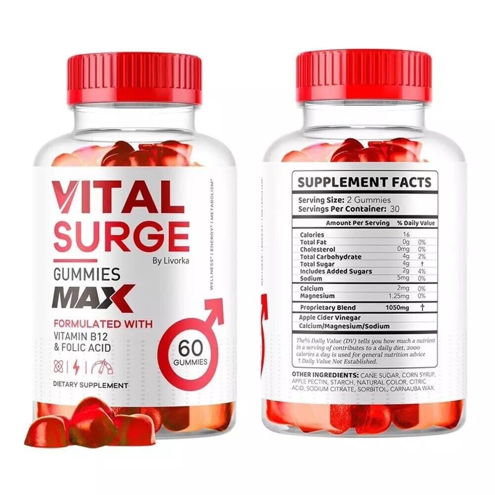 -Vital Surge Male Gummies, Maximum Strength Vital Surge Advanced Formula 60 PCS