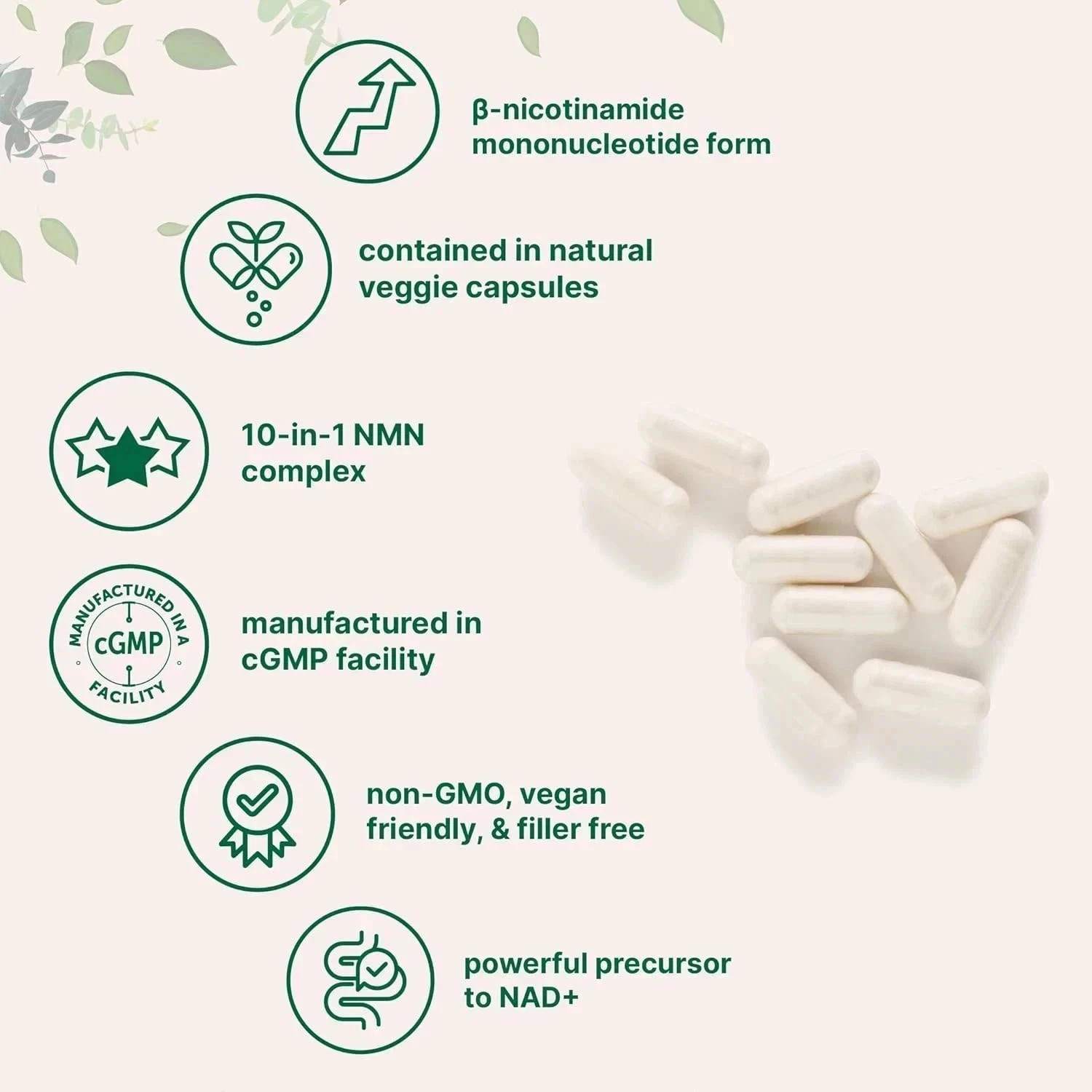 2PCS NMN Complex 1,000mg – 120 Caps | 10-in-1 NAD+ Booster with Resveratrol
