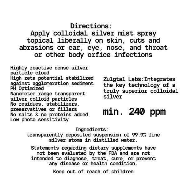 Ultra Colloidal Silver Spray- Laser Tested Topical Mist, 240 PPM, PH Optimized