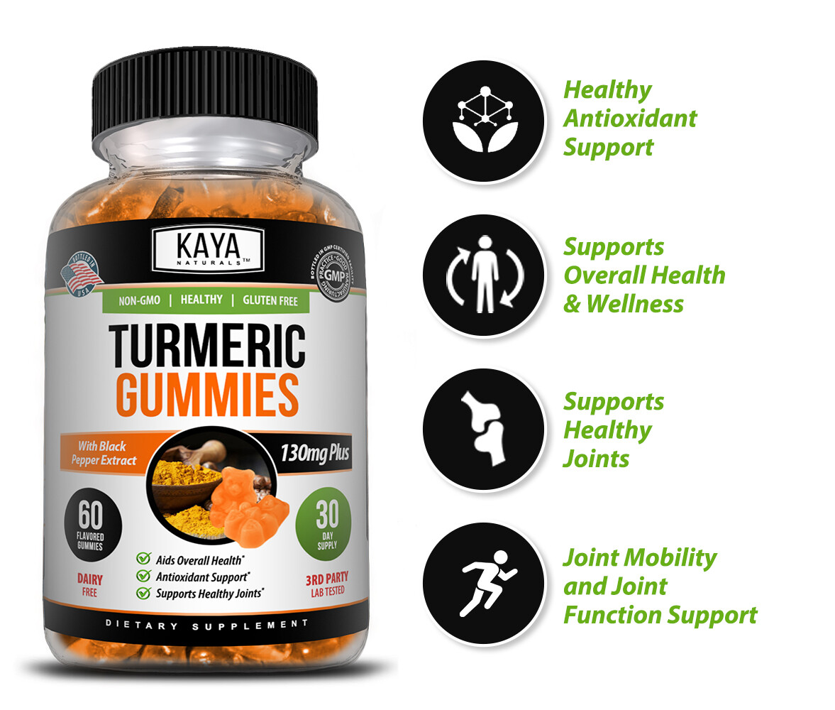 Turmeric Curcumin Black Pepper Gummies 60ct Joint Pain Inflammation Relief Gummy
