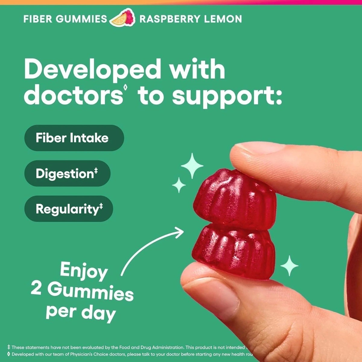 Physician’s Choice Fiber Gummies for Digestive Health + Regularity – Raspberry L