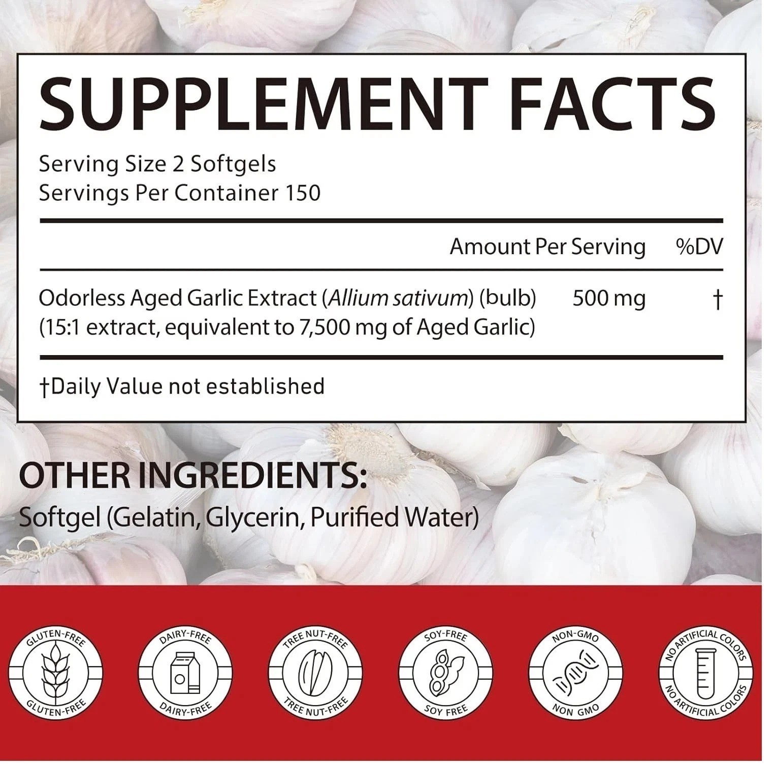 1 PACK AcentiaLabs Aged Garlic Extract, 300 Softgels, 7500mg | Heart & Immune