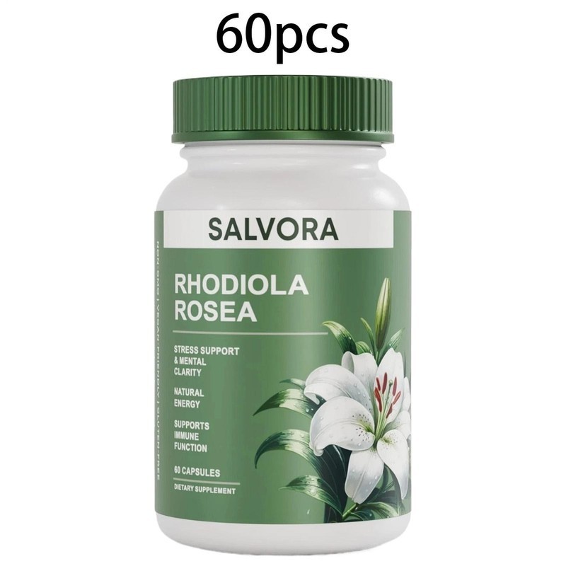 Salvora Rhodiola Rosea Dietary Supplement, 60 Capsules, Stress Support