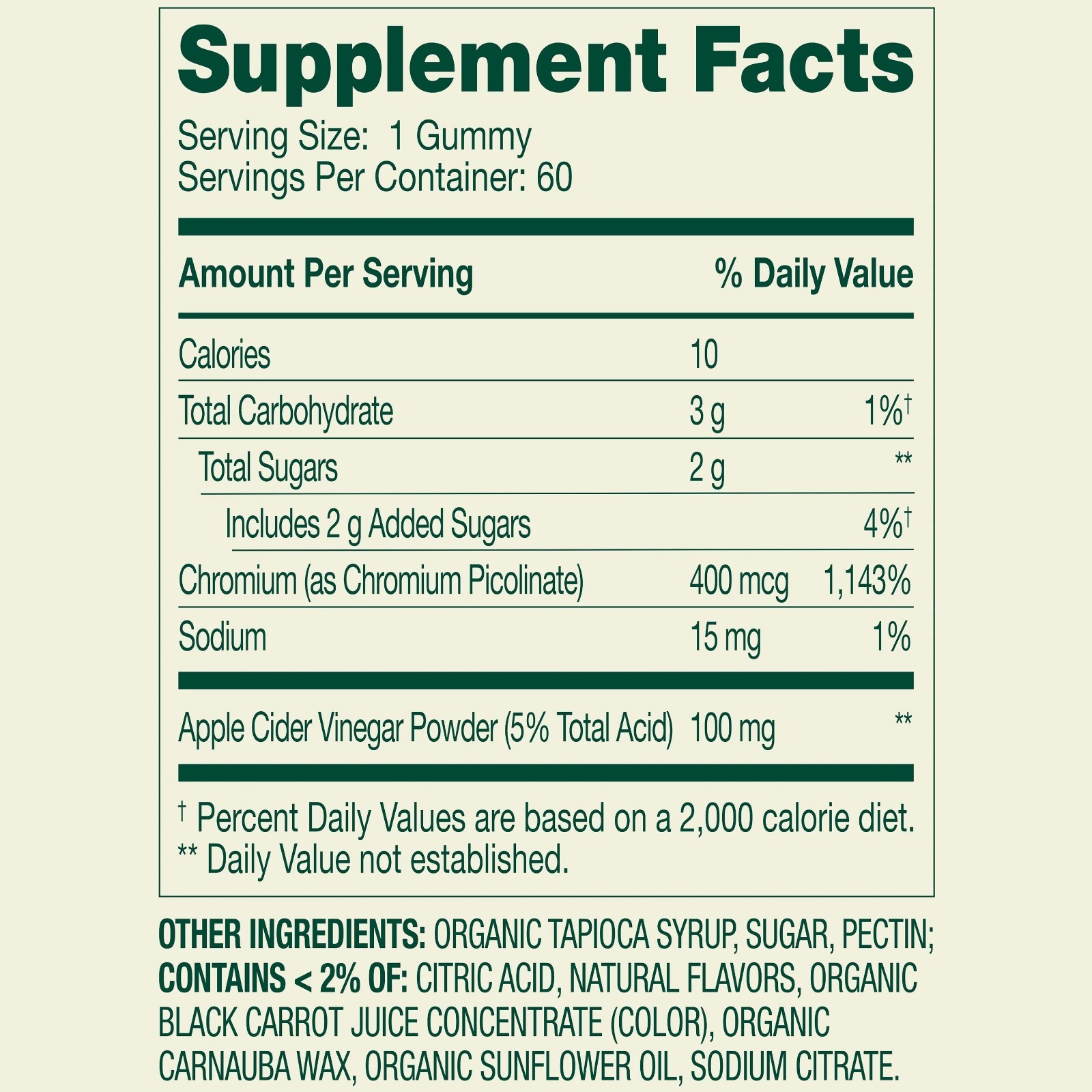 Spring Valley Non GMO Weight Management Dietary Supplement Gummies,Apple, 400Mcg