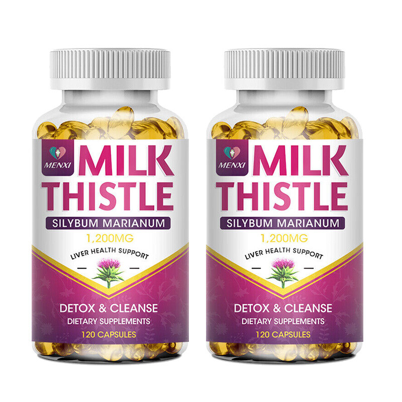 Organic Milk Thistle Capsules 1200mg – Liver Cleansing,Detox & Repairing Formula