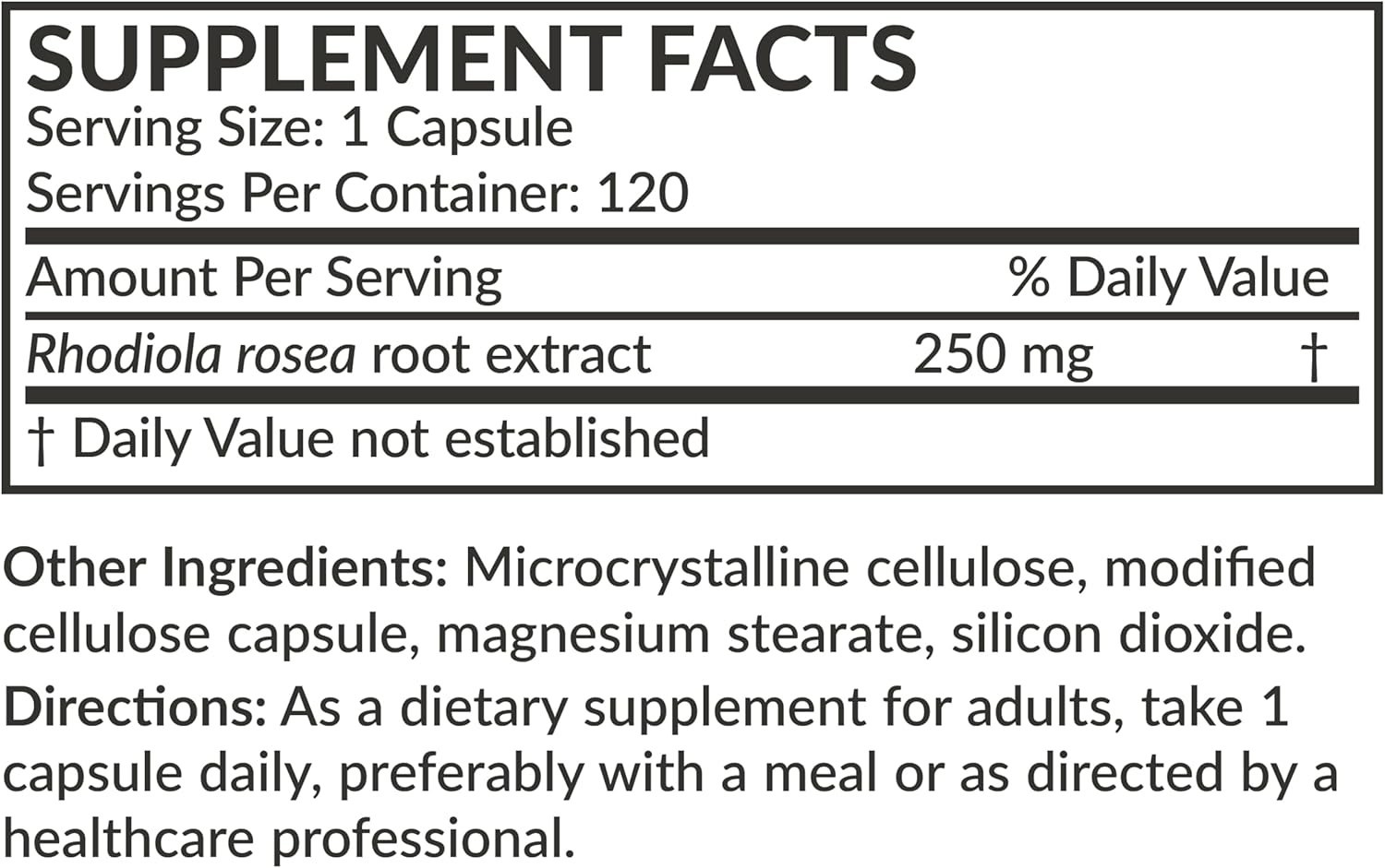 Rhodiola Rosea Powder Vegetarian Capsules – 120 Count for Energy and Brain Power