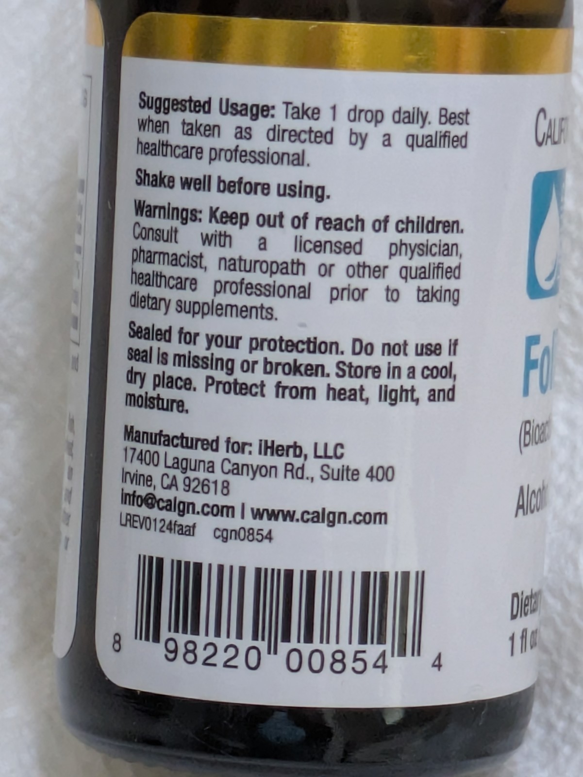 || USA || Folinic Acid 1 fl oz AUTHENTIC California Gold Nutrition Speech Aid