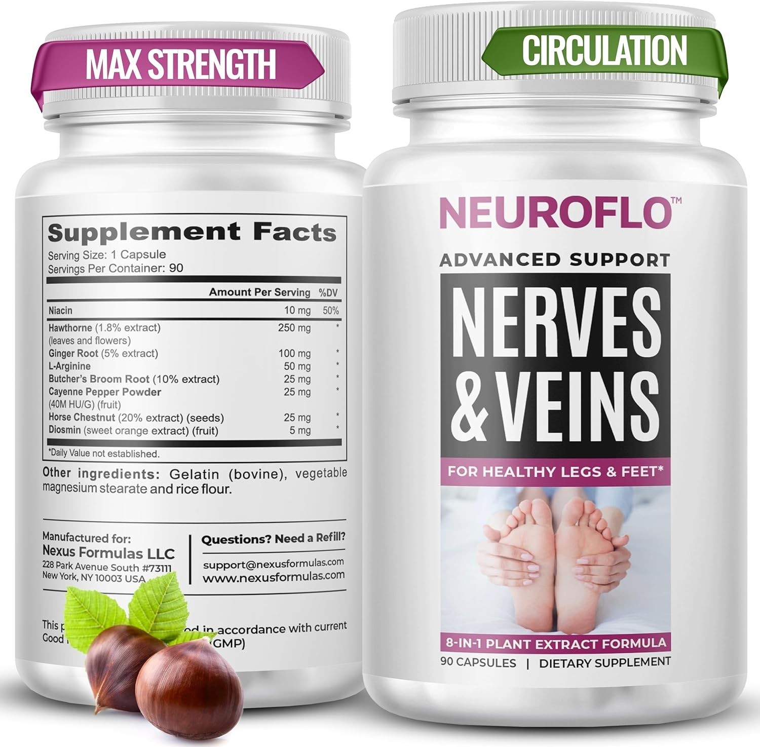 Nexus Formulas NeuroFlo Contains Horse Chestnut Extract and Other Natural-Her…