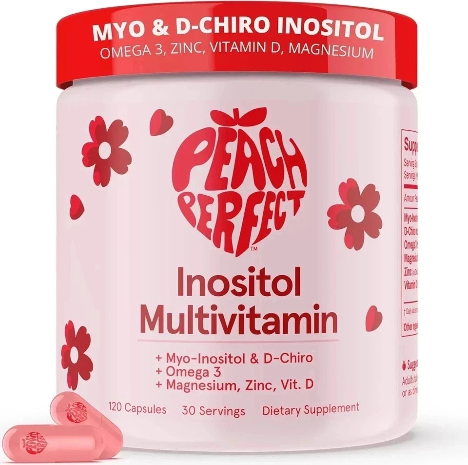 Peach Perfect Inositol Multivitamin Myo & D-Chiro 40:1 Blend with Omega-3