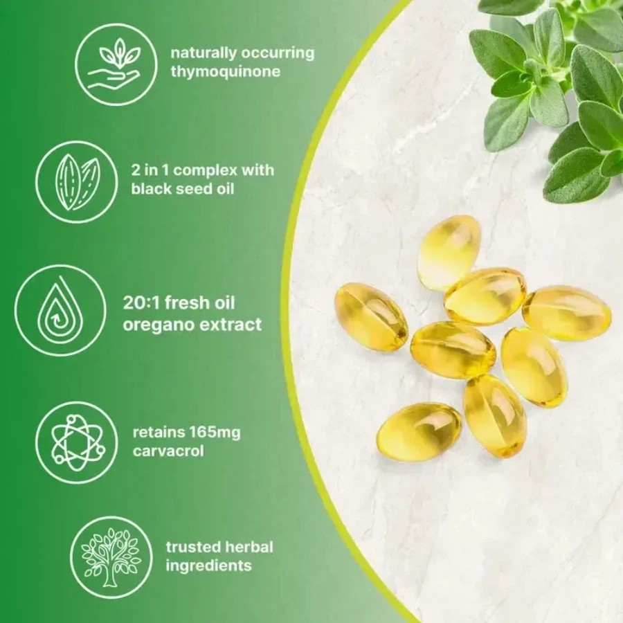 Oil of Oregano 6000mg with Black Seed Oil, 300 Softgels Better Immune Support