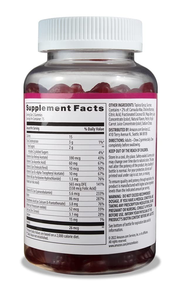 Amazon Basics Adult Multivitamin Gummies, 150 Count, Vegetarian