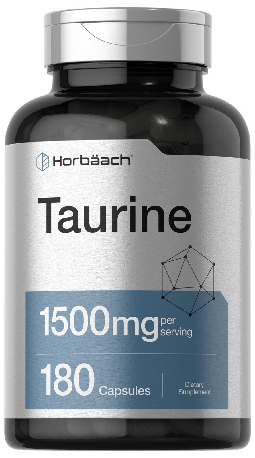 Taurine 1500mg Capsules | 180 Count | Non-GMO and Gluten Free | by Horbaach