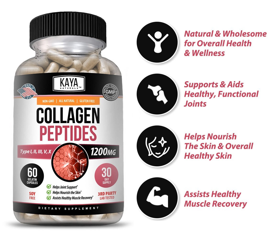 (2 Pack) COLLAGEN PEPTIDES Types I, II, III, V, X 1200 mg Pills 60 Capsules