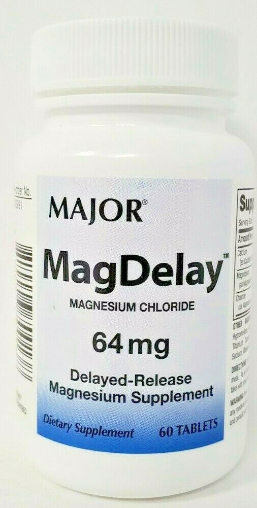 MagDelay 64mg Delayed Release Magnesium Supplement 60 Count Tablets -Exp 06-2024