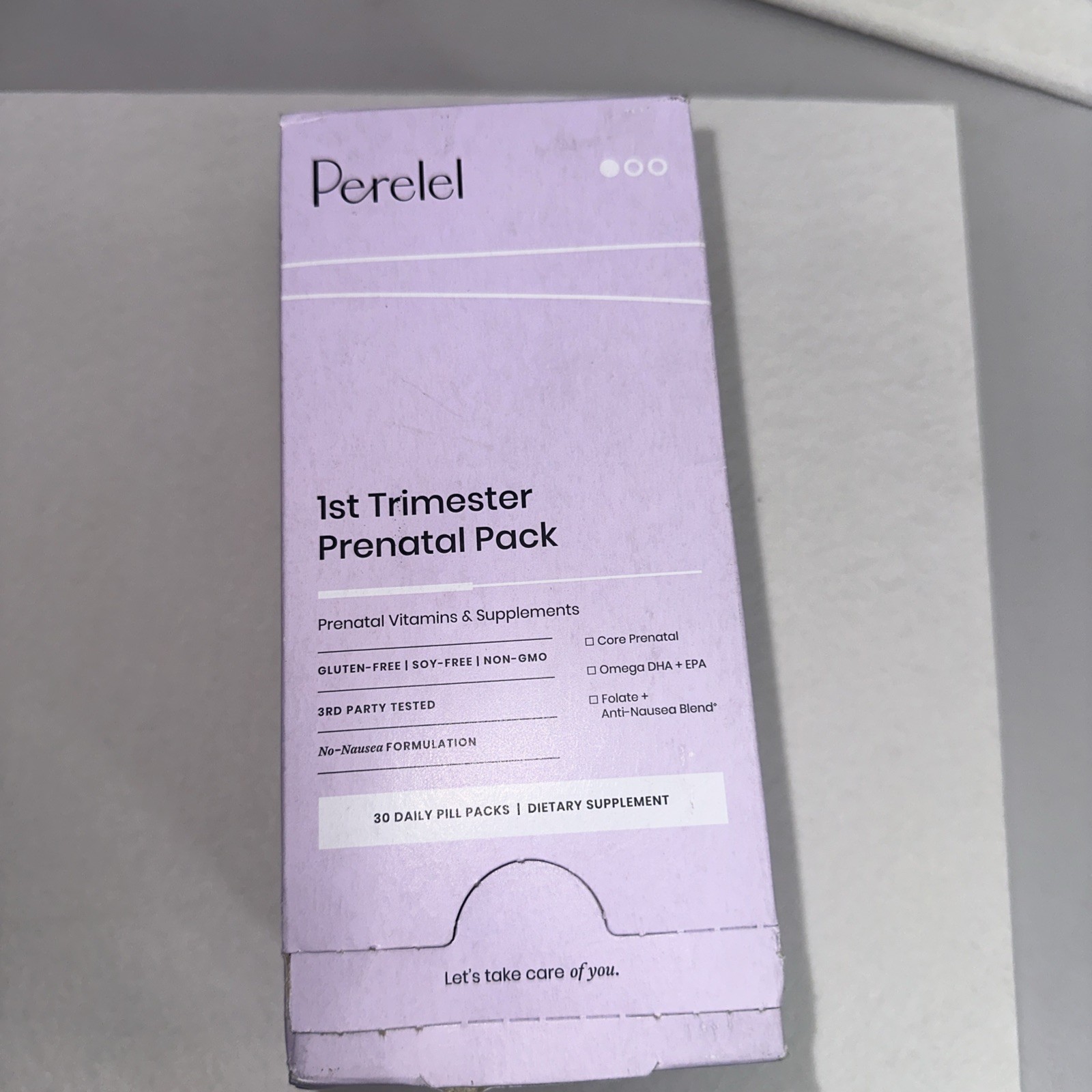 Perelel 1st Trimester Prenatal Support 30 Daily Pill Packs Box Exp 02/27