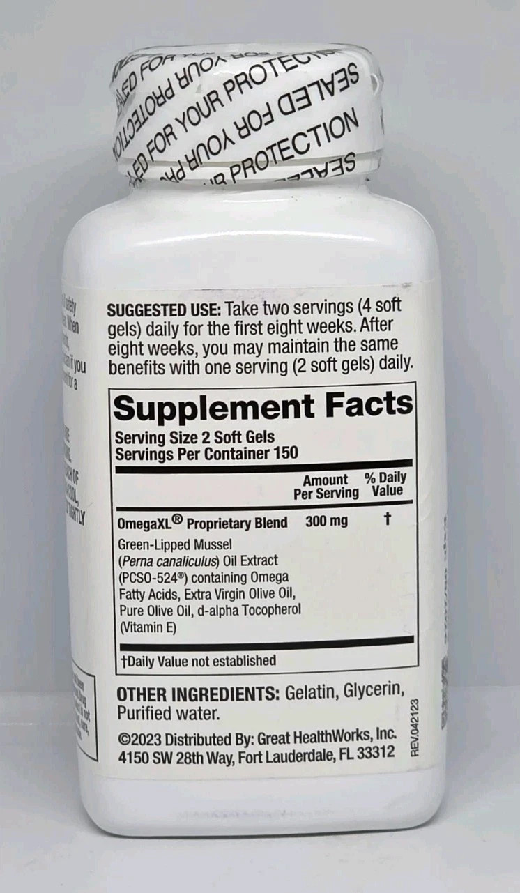 Omega XL Green Lipped Mussel Oil Extract 300 Capsules Dietary Supplement
