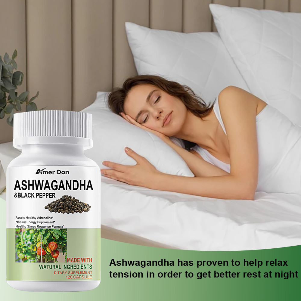 Organic Ashwagandha Capsules 1300mg Supplement w/ Black Pepper Root Powder 120Pc