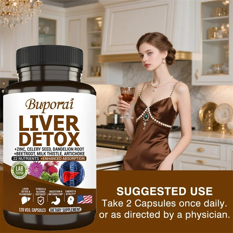 Liver Detox 120pcs, Supports Gut and Digestive Health, Metabolism, Protect Liver