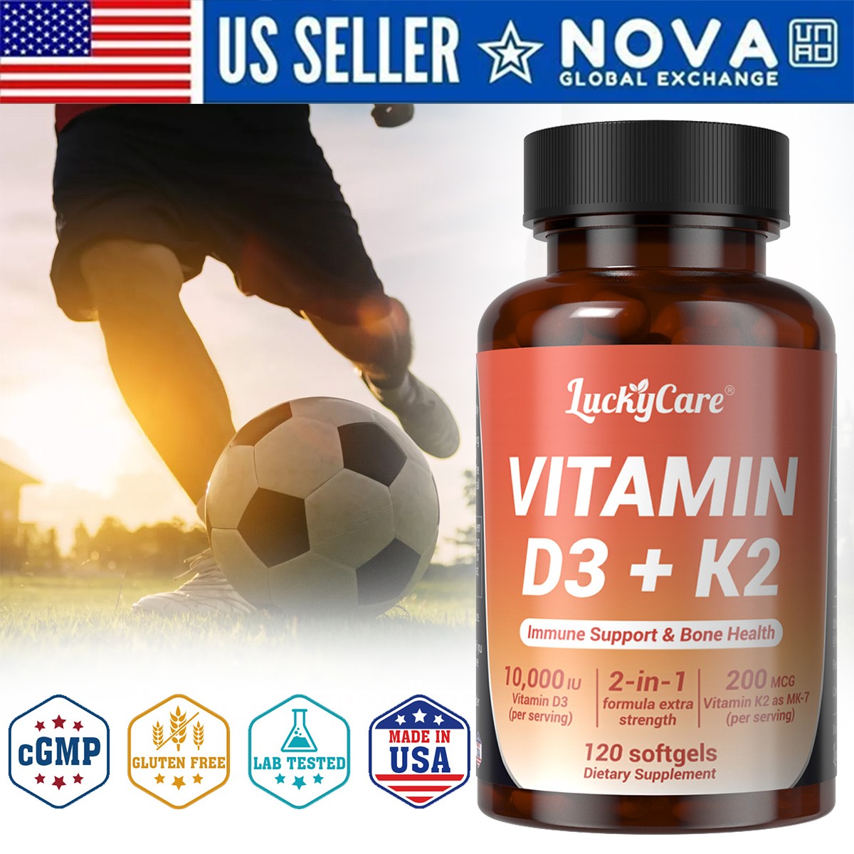 Vitamin D3 K2 10000 iu with Coconut Oil, VIT d3 and k2 Supplements, 120 Gel Caps