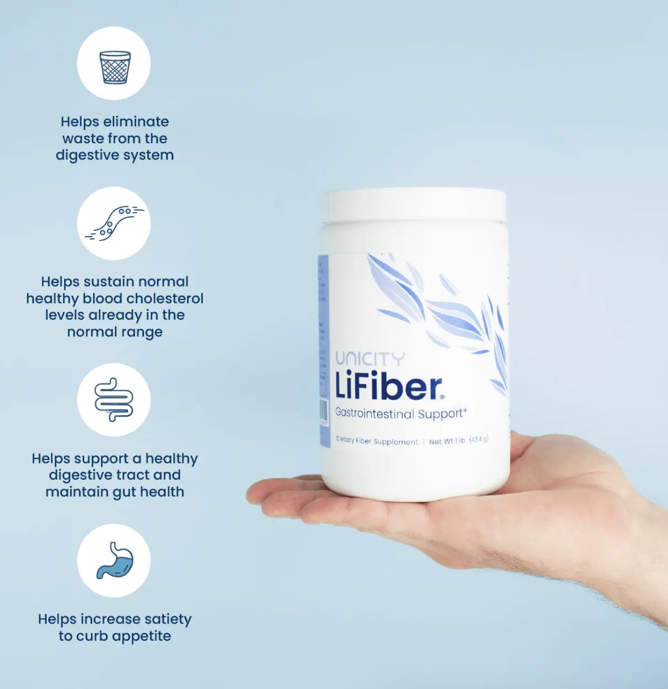 Unicity LiFiber 45 Servings 1lb Digestive Fiber Cleanse Supplement Psyllium