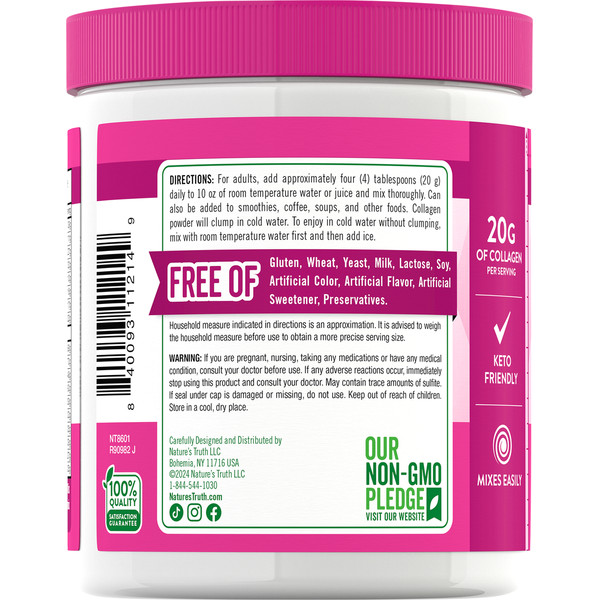 Nature’s Truth® Ultra Collagen Powder Grass Fed Peptides Types 1 & 3, 7 oz