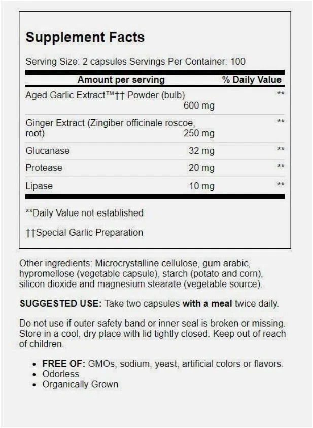 Kyolic #102 Aged Garlic Extract Cleanse & Digestion 200 Veg Caps