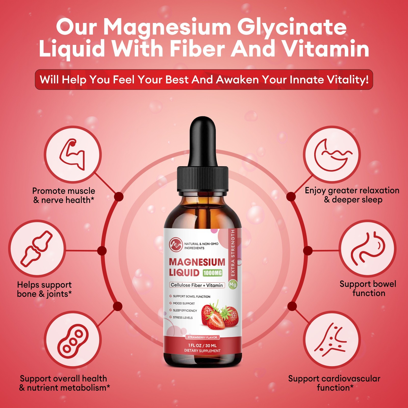 Magnesium Liquid Drops, Magnesium Glycinate,Improve Sleep,Anxiety Relief 60ml