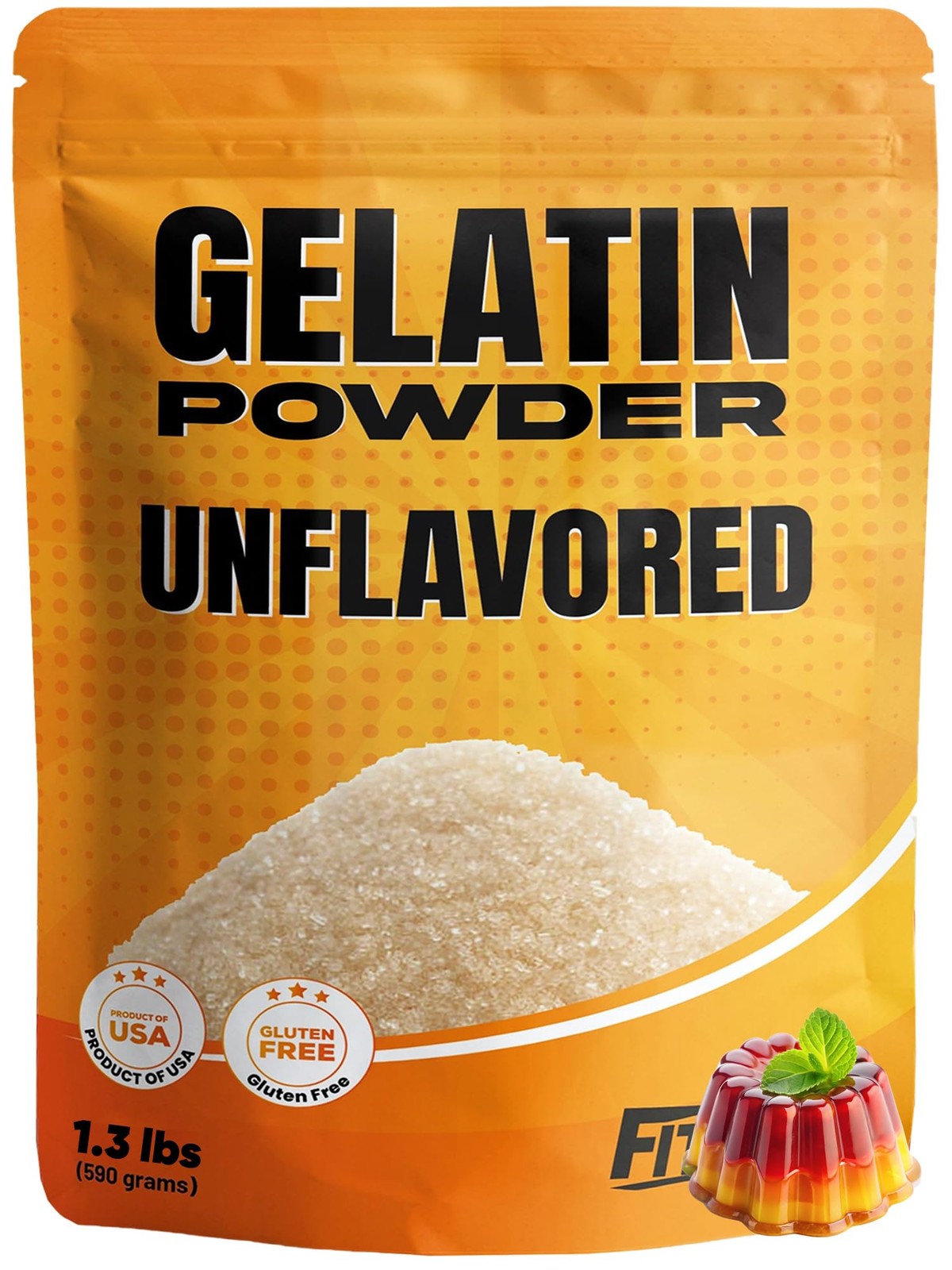 Gelatin Powder Unflavored 1.3 lbs Bulk Bag for Baking, Cooking & Beauty