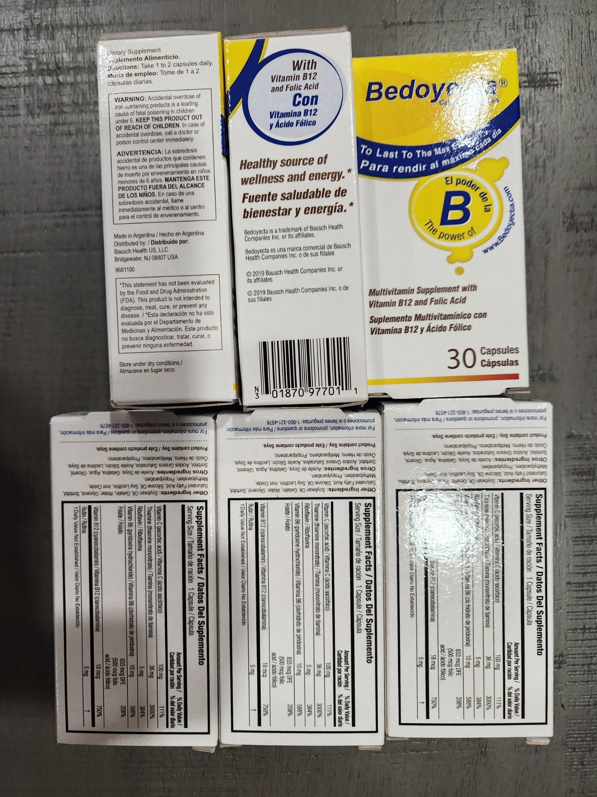 BEDOYECTA THE POWER OF B 30 CAPSULES 08/2024 VITAMIN B12 AND FOLIC ACID NEW