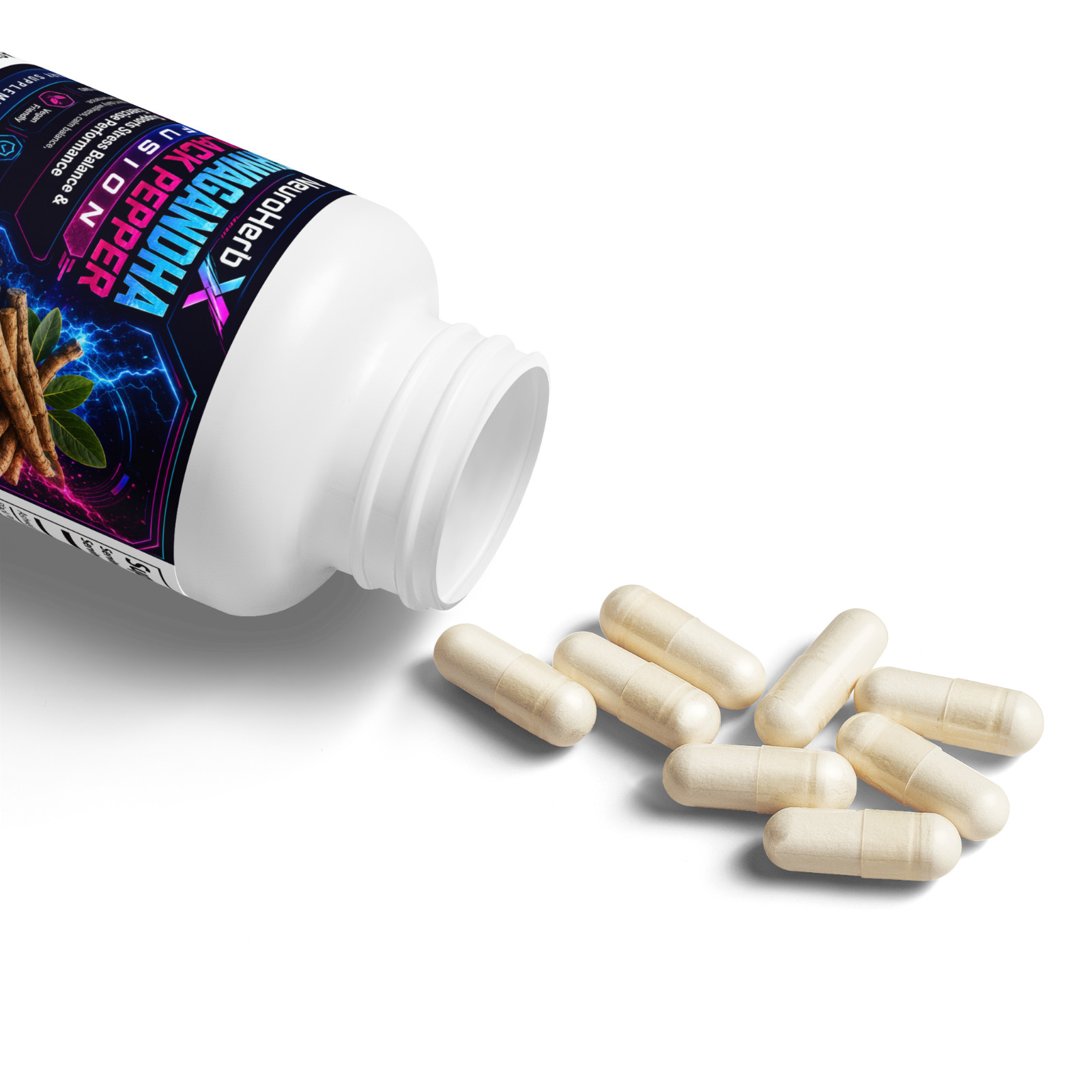 Ashwagandha Black Pepper Fusion 60 Capsules Stress Balance Vegan Non-GMO