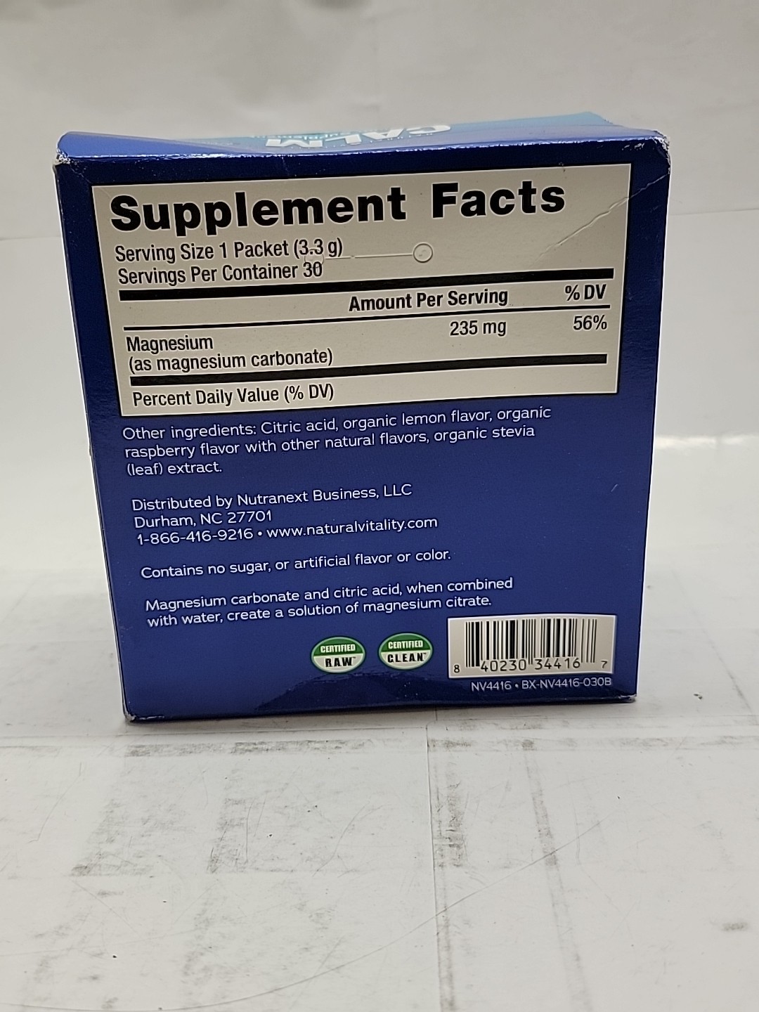 X2 Natural Vitality Calm, Magnesium Supplement – Raspberry-Lemon – Exp 08/2027