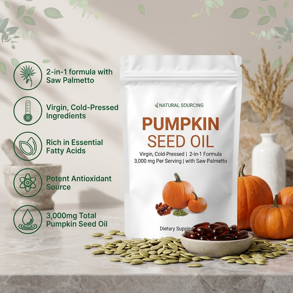 Pumpkin Seed Oil with Saw Palmetto 3000mg 180 Softgels Cold Pressed pack 2 piece