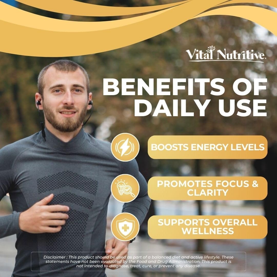Vital Nutritive Nitric Oxide Supplement Men L-Arginine L-Citrulline 30 Days