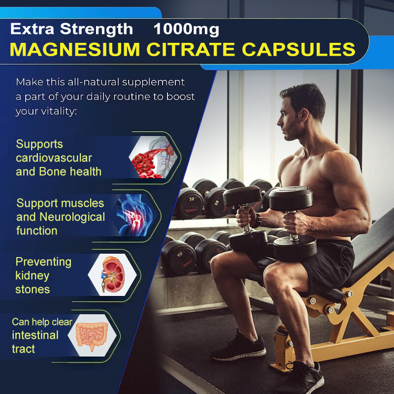 Magnesium Citrate Capsules 1000mg Per Serving -Highest Potency Capsules 120Pills