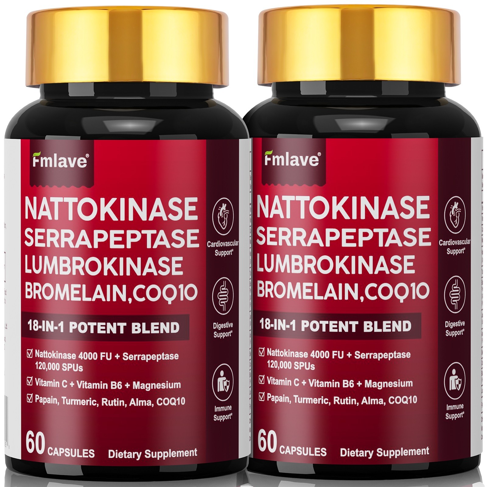 Nattokinase 4,000 FU Heart & Cardiovascular Health, Circulatory Support Non-GMO
